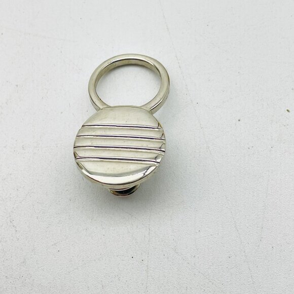 Modern Silver Tone Brooch Circle Ring Minimalist Geometric Statement Eyeglass - Picture 3 of 6